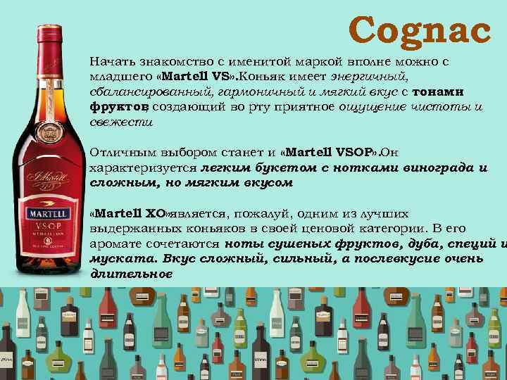  Сognac Начать знакомство с именитой маркой вполне можно с младшего «Martell VS» .