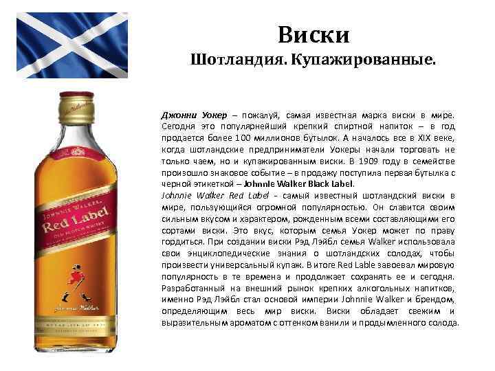 Виски Шотландия. Купажированные. Джонни Уокер – пожалуй, самая известная марка виски в мире. Сегодня