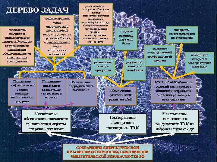 ДЕРЕВО ЗАДАЧ достижение научного и технологического лидерства России по ряду важнейших направлений, обеспечивающих ее