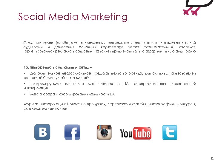 Social Media Marketing Создание групп (сообществ) в популярных социальных сетях с целью привлечения новой