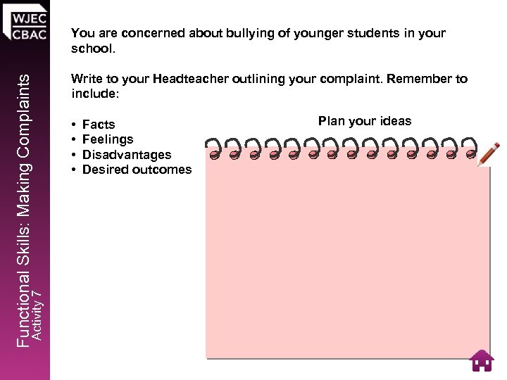 Activity 7 Functional Skills: Making Complaints You are concerned about bullying of younger students