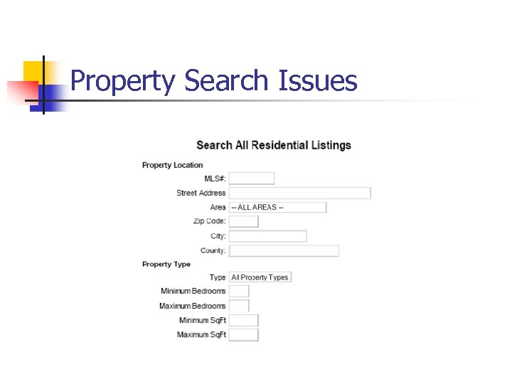 Property Search Issues 