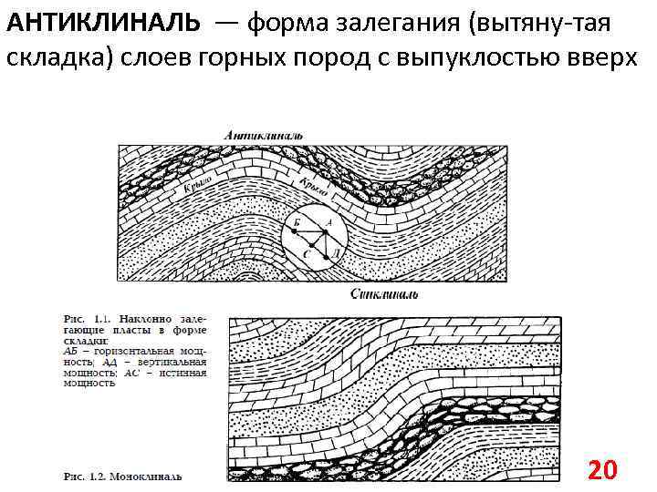 АНТИКЛИНАЛЬ — форма залегания (вытяну-тая складка) слоев горных пород с выпуклостью вверх 20 