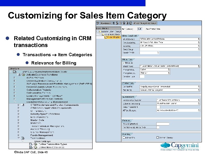 Customizing for Sales Item Category l Related Customizing in CRM transactions l Transactions Item