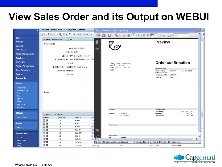 View Sales Order and its Output on WEBUI ãIndia SAP Co. E, Slide 56