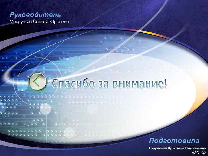 Руководитель Мокрушин Сергей Юрьевич Подготовила Старченко Кристина Николаевна АЭС - 32 