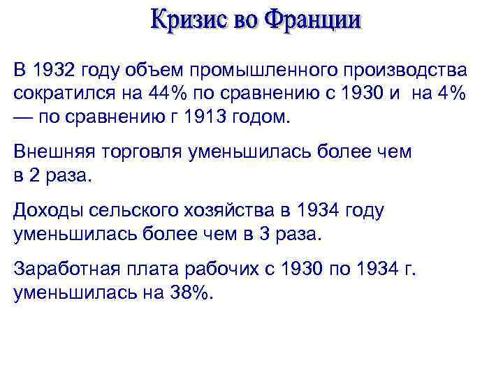 В 1932 году объем промышленного производства сократился на 44% по сравнению с 1930 и