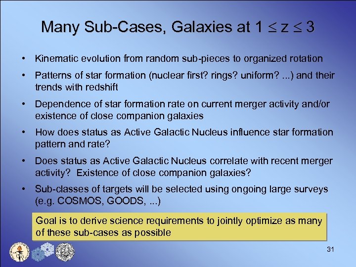 Many Sub-Cases, Galaxies at 1 z 3 • Kinematic evolution from random sub-pieces to
