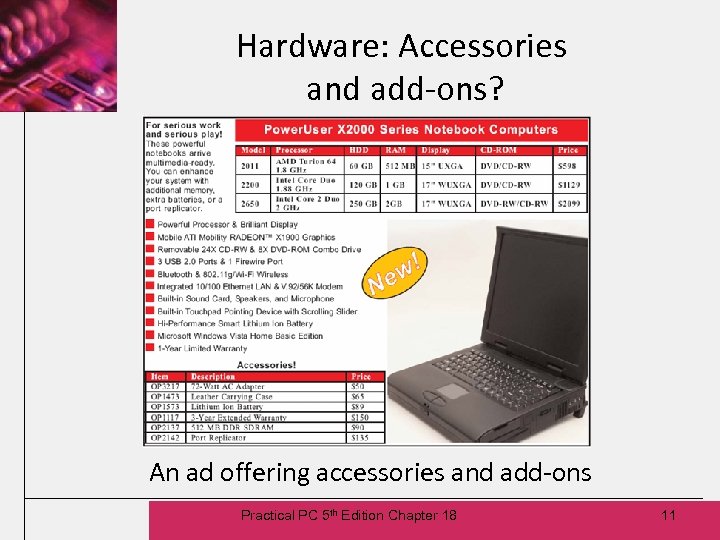 Hardware: Accessories and add-ons? An ad offering accessories and add-ons Practical PC 5 th