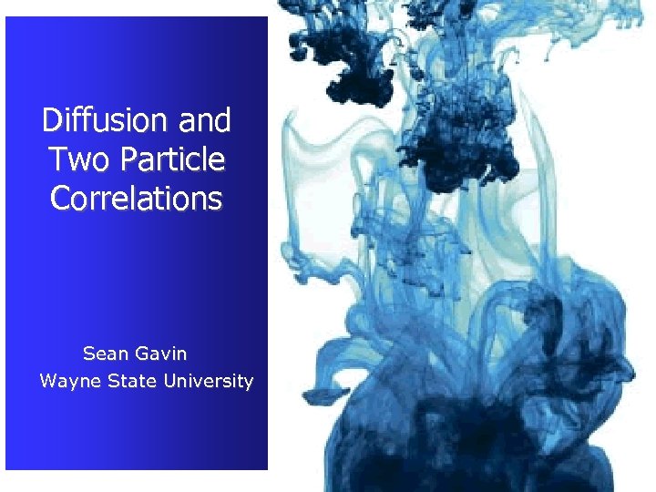 Diffusion and Two Particle Correlations Sean Gavin Wayne State University 