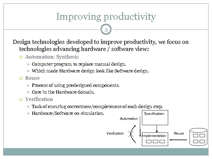 Improving productivity 5 Design technologies developed to improve productivity, we focus on technologies advancing
