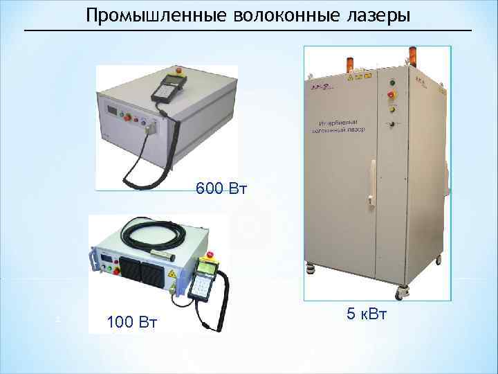 Промышленные волоконные лазеры 7 600 Вт 3 8 4 5 2 1 100 Вт