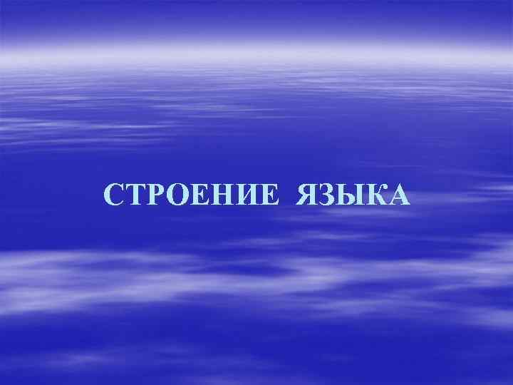СТРОЕНИЕ ЯЗЫКА 