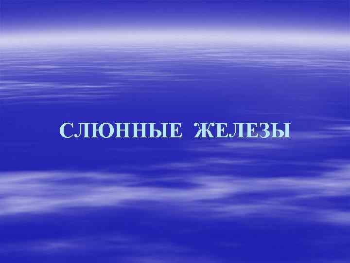 СЛЮННЫЕ ЖЕЛЕЗЫ 