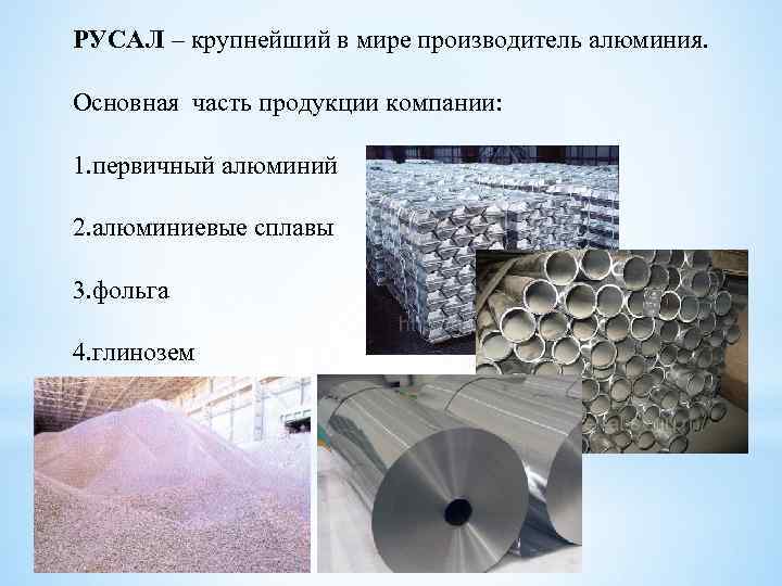Основные производители алюминия