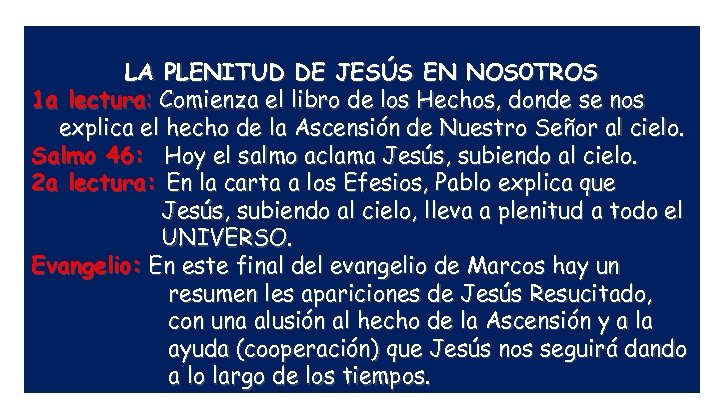 LA PLENITUD DE JESÚS EN NOS 0 TROS 1 a lectura: Comienza el libro