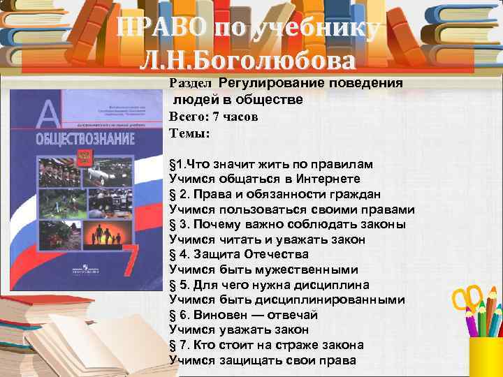 Презентация по обществознанию 7 класс закон на страже природы боголюбов