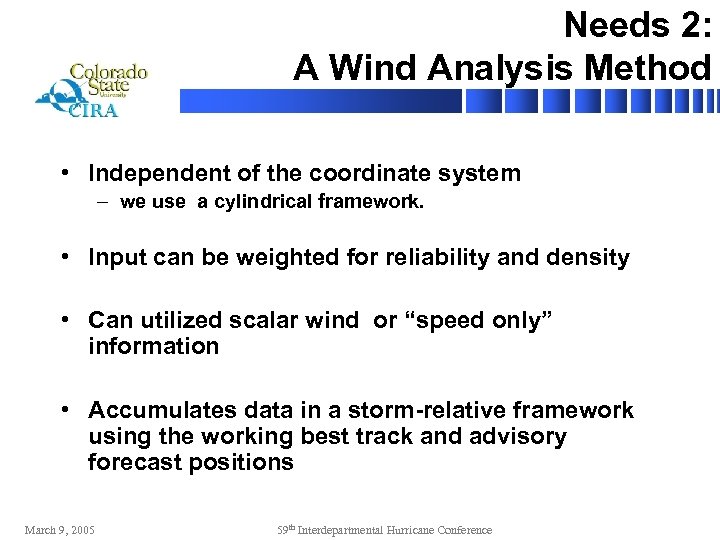 Needs 2: A Wind Analysis Method • Independent of the coordinate system – we
