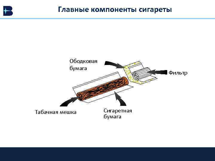 Главные компоненты сигареты Ободковая бумага Табачная мешка Фильтр Сигаретная бумага 