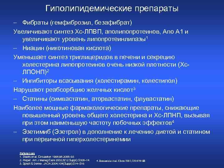 Гиполипидемические препараты – Фибраты (гемфиброзил, безафибрат) Увеличивают синтез Хс-ЛПВП, аполипопротеинов, Апо А 1 и