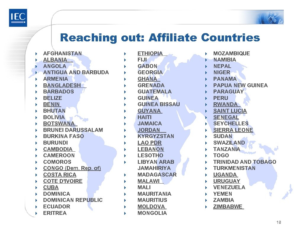 Reaching out: Affiliate Countries 4 4 4 4 4 4 4 AFGHANISTAN ALBANIA ANGOLA