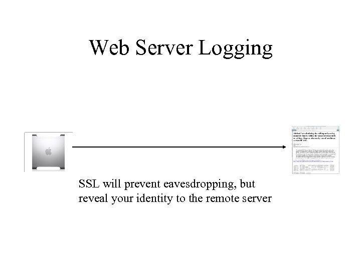 Web Server Logging SSL will prevent eavesdropping, but reveal your identity to the remote