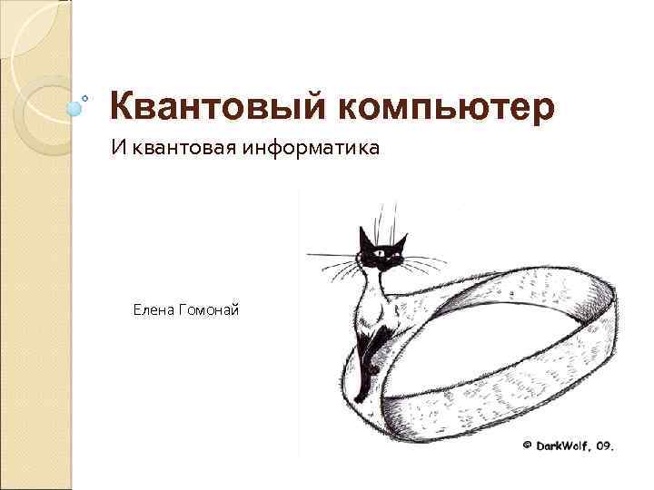 Квантовый компьютер И квантовая информатика Елена Гомонай 