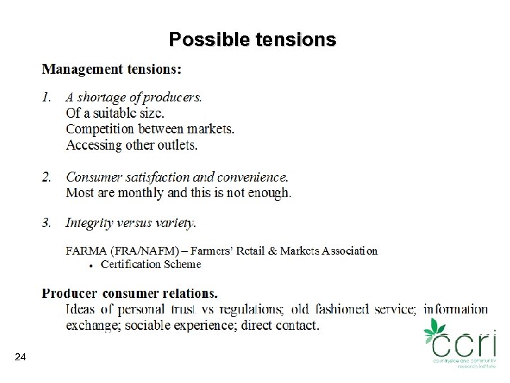 Possible tensions 24 