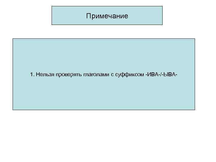 Примечание 1. Нельзя проверять глаголами с суффиксом -ИВА-/-ЫВА- 