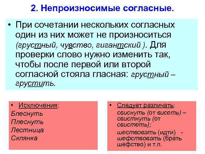 Буквы непроизносимых согласных в корне