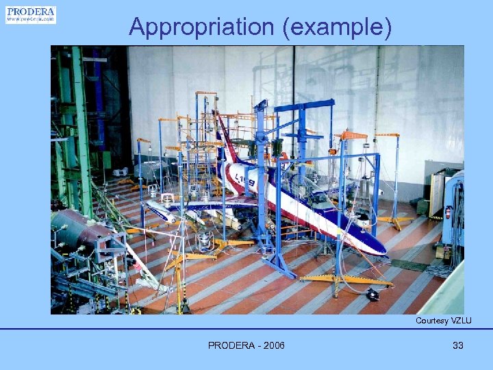 Appropriation (example) Courtesy VZLU PRODERA - 2006 33 