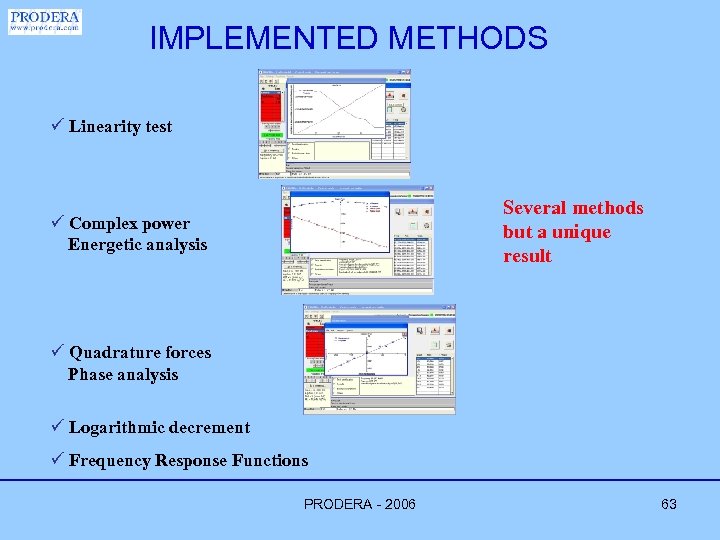 IMPLEMENTED METHODS ü Linearity test Several methods but a unique result ü Complex power