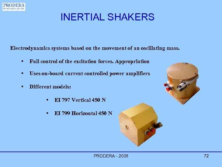 INERTIAL SHAKERS Electrodynamics systems based on the movement of an oscillating mass. • Full