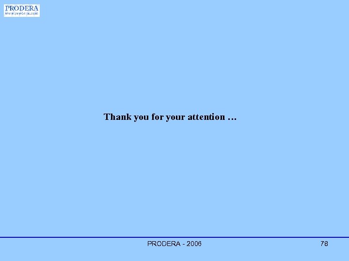 Thank you for your attention … PRODERA - 2006 78 