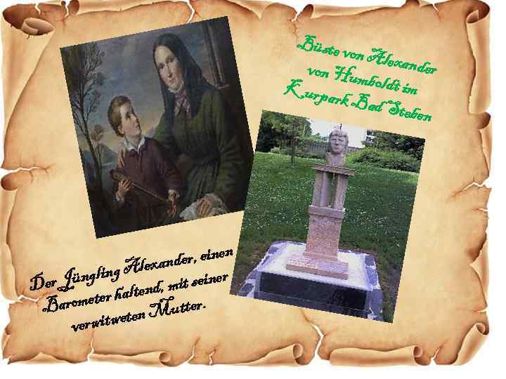 Büste v on Alex ander von Hum Kurpar boldt im k Bad S teben