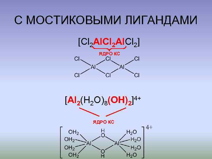 С МОСТИКОВЫМИ ЛИГАНДАМИ [Cl 2 Al. Cl 2] ЯДРО КС [Al 2(H 2 O)8(OH)2]4+