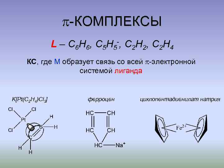  -КОМПЛЕКСЫ L – C 6 H 6 , C 5 H 5 -,