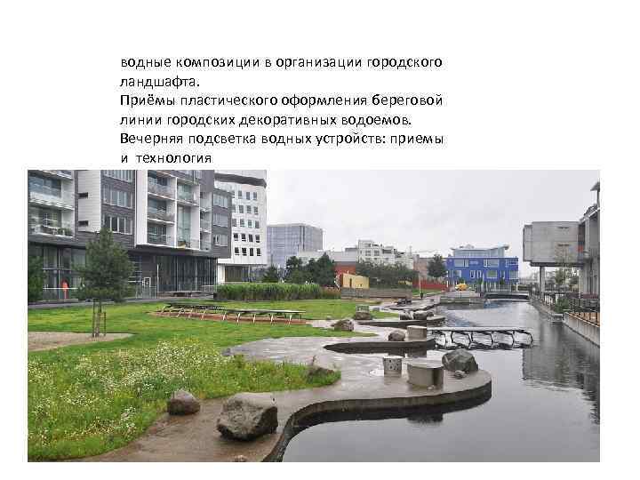 водные композиции в организации городского ландшафта. Приёмы пластического оформления береговой линии городских декоративных водоемов.