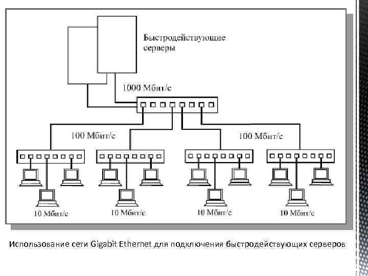 Использование сети Gigabit Ethernet для подключения быстродействующих серверов 