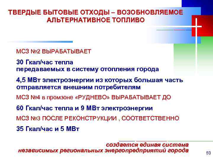 ТВЕРДЫЕ БЫТОВЫЕ ОТХОДЫ – ВОЗОБНОВЛЯЕМОЕ АЛЬТЕРНАТИВНОЕ ТОПЛИВО МСЗ № 2 ВЫРАБАТЫВАЕТ 30 Гкал/час тепла