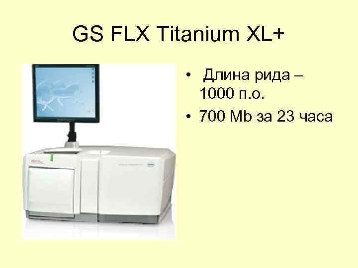 GS FLX Titanium XL+ • Длина рида – 1000 п. о. • 700 Mb