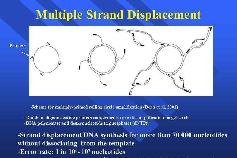 Multiple Strand Displacement Primers Scheme for multiply-primed rolling circle amplification (Dean et al, 2001)