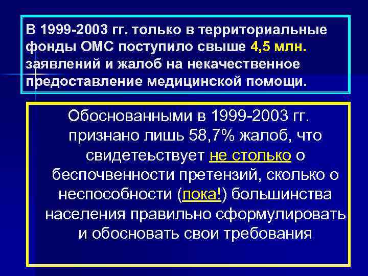 В 1999 -2003 гг. только в территориальные фонды ОМС поступило свыше 4, 5 млн.