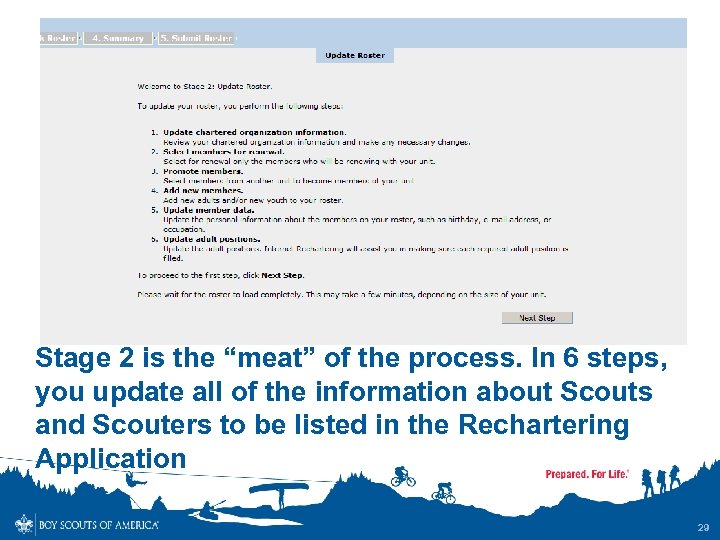 Stage 2 is the “meat” of the process. In 6 steps, you update all