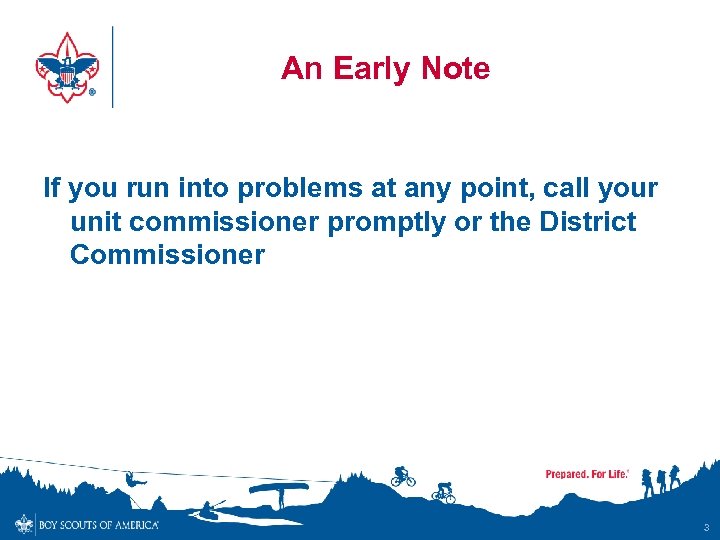  An Early Note If you run into problems at any point, call your