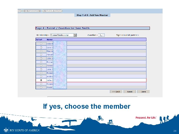 If yes, choose the member 38 