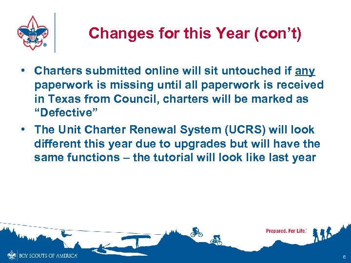 Changes for this Year (con’t) • Charters submitted online will sit untouched if any