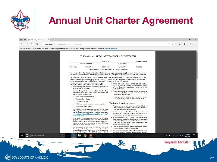 Annual Unit Charter Agreement 67 