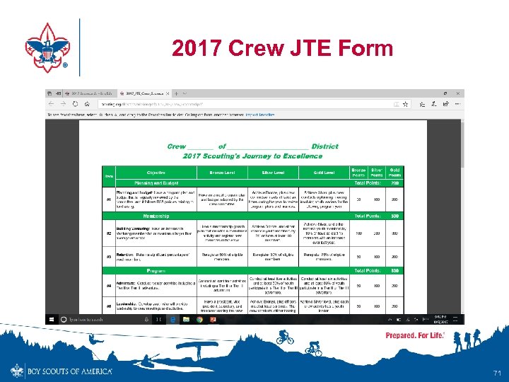 2017 Crew JTE Form 71 