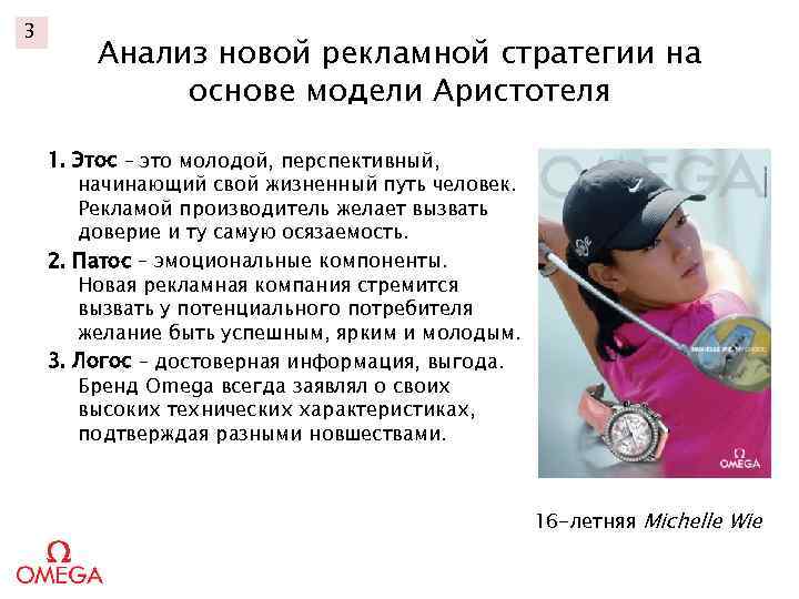 3 Анализ новой рекламной стратегии на основе модели Аристотеля 1. Этос – это молодой,